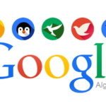 Google algorithm updates and SEO strategies showing search rankings, website traffic, analytics, and content optimization.